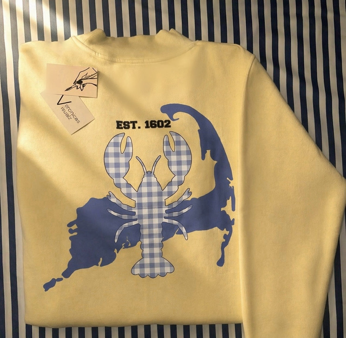 Butter Yellow with Hydrangea Blue Mockneck