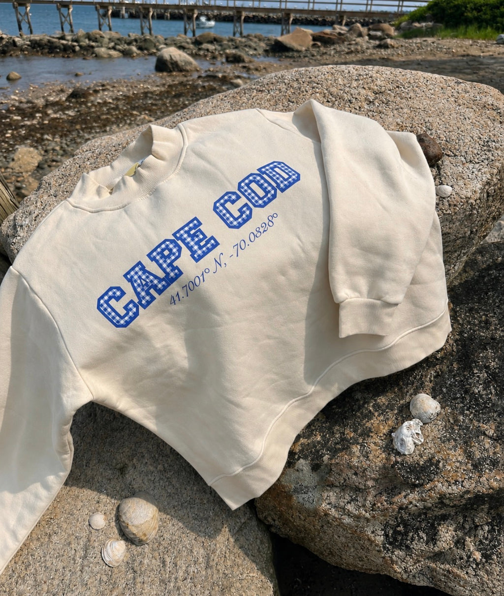 Coastal Blue on Apricot Mockneck