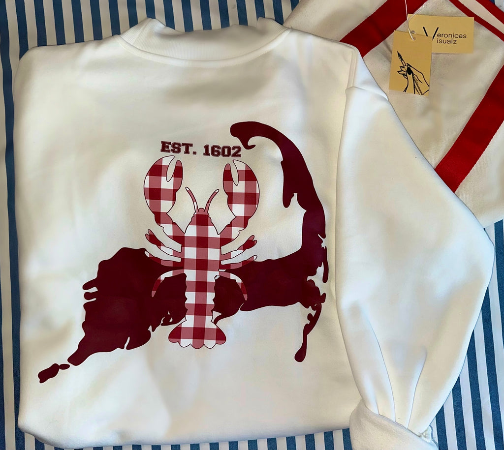 Cranberry Red on White Mockneck