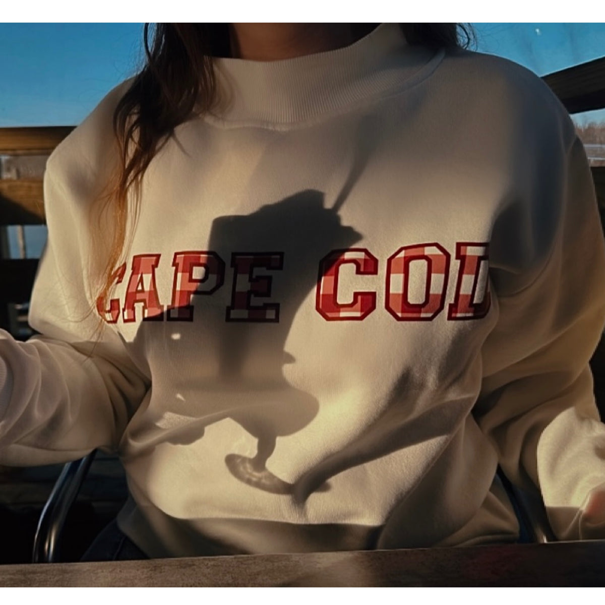 Cranberry Red on White Mockneck