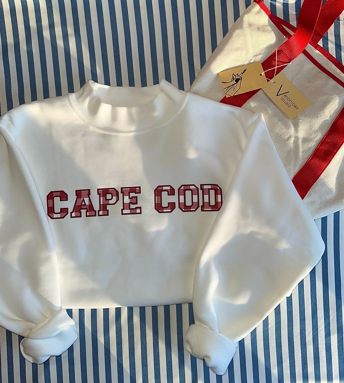 Cranberry Red on White Mockneck